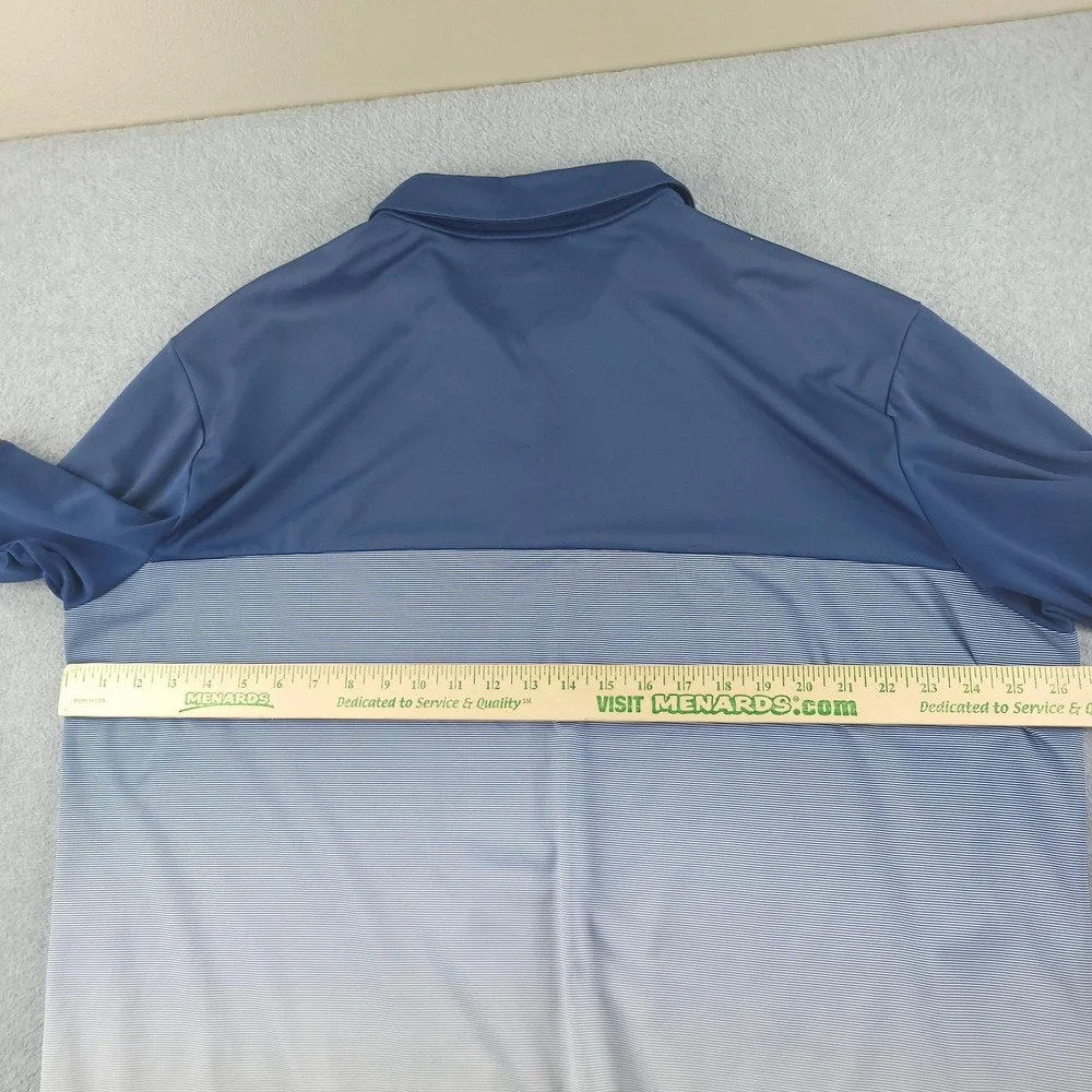 Adidas Golf Polo Shirt Mens 2XL‎ Blue Ombre Stripe Champions Run Climacool Golf